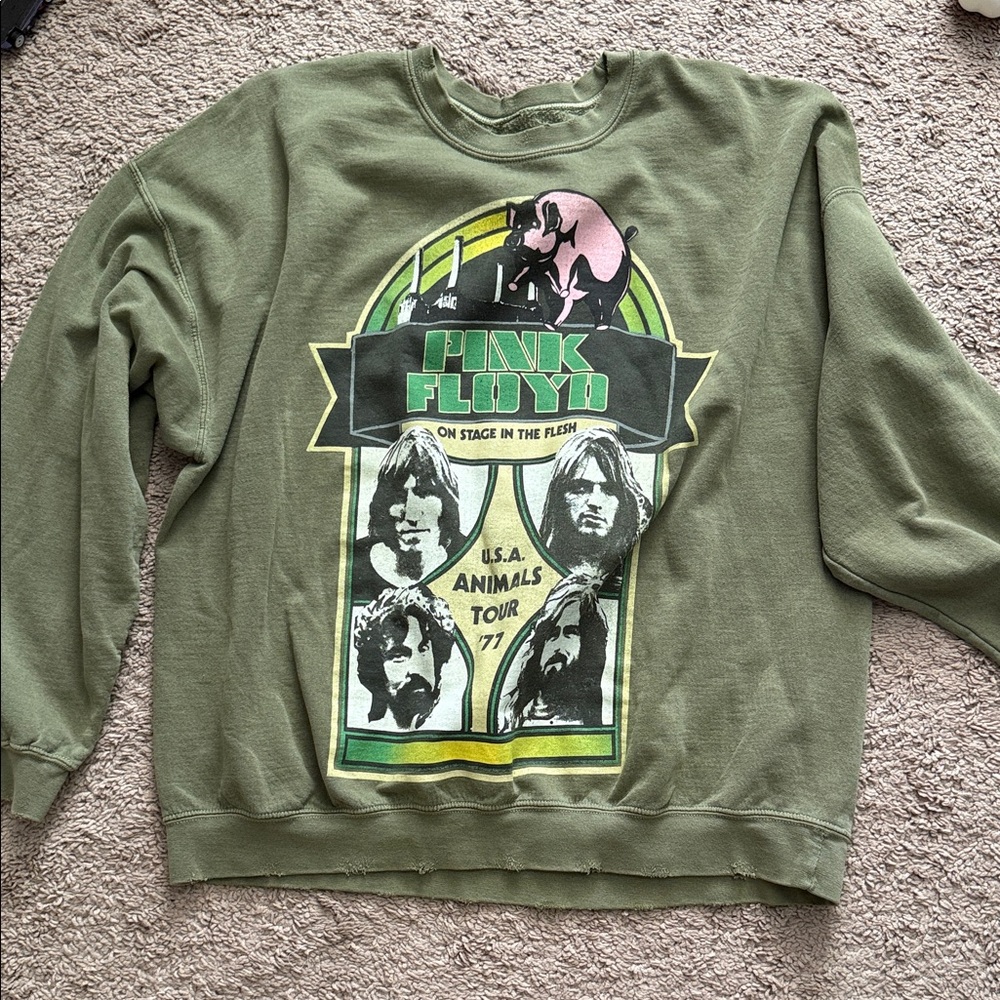 Green Pink Floyd Graphic Sweatshirt